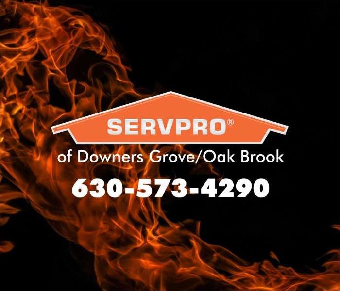 SERVPRO logo with orange fire on a black background.
