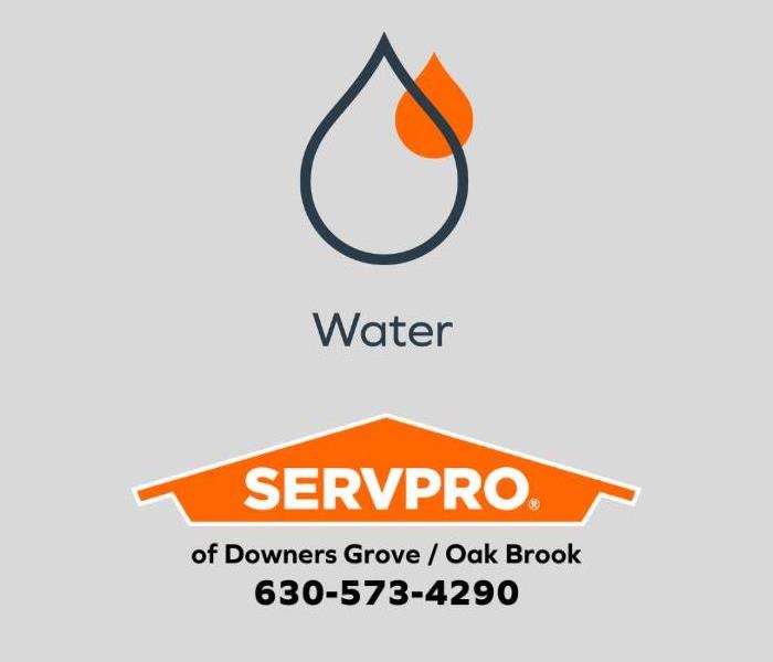 Black & orange water droplet with a SERVPRO house logo underneath it.